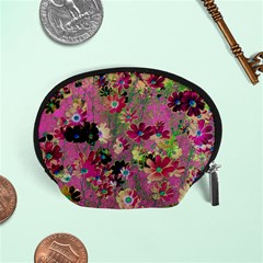 Cosmos Flowers Dark Red Accessory Pouch (small) by DinkovaArt