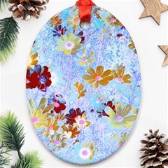 Cosmos Flowers Ligh Blue Ornament (oval) by DinkovaArt