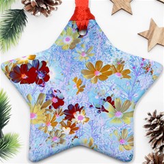 Cosmos Flowers Ligh Blue Ornament (star) by DinkovaArt