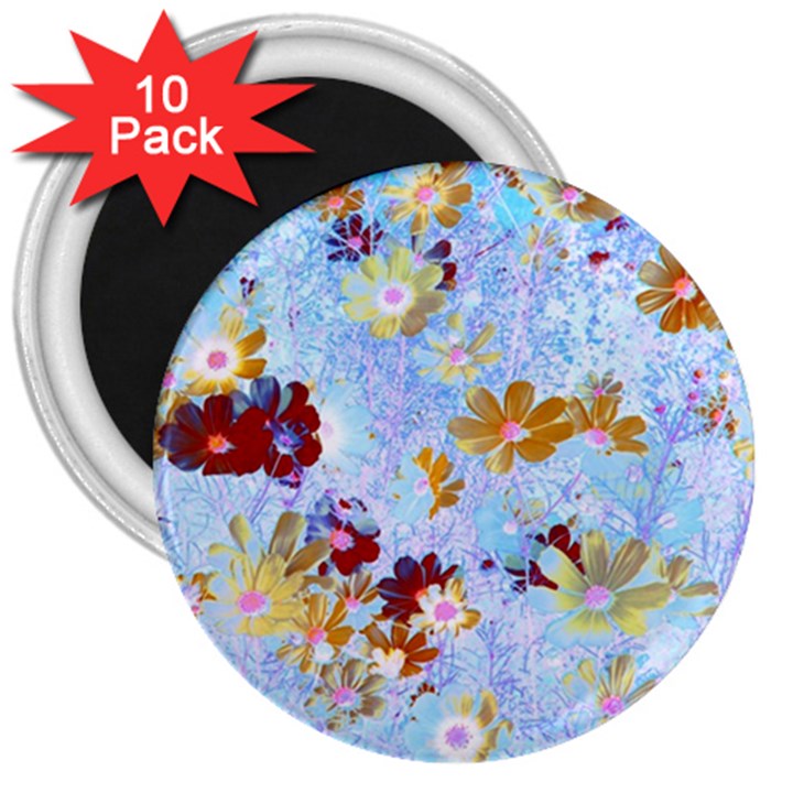 Cosmos Flowers Ligh Blue 3  Magnets (10 pack) 