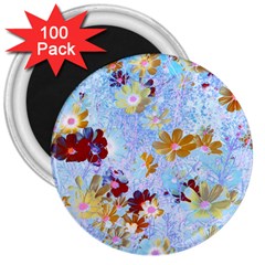 Cosmos Flowers Ligh Blue 3  Magnets (100 Pack) by DinkovaArt