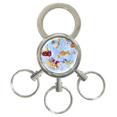 Cosmos Flowers Ligh Blue 3-ring Key Chain by DinkovaArt