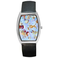 Cosmos Flowers Ligh Blue Barrel Style Metal Watch by DinkovaArt