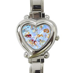 Cosmos Flowers Ligh Blue Heart Italian Charm Watch