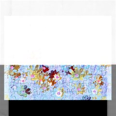 Cosmos Flowers Ligh Blue Rectangular Jigsaw Puzzl by DinkovaArt