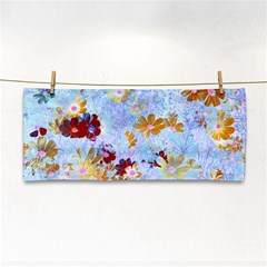 Cosmos Flowers Ligh Blue Hand Towel by DinkovaArt