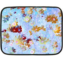 Cosmos Flowers Ligh Blue Fleece Blanket (mini) by DinkovaArt