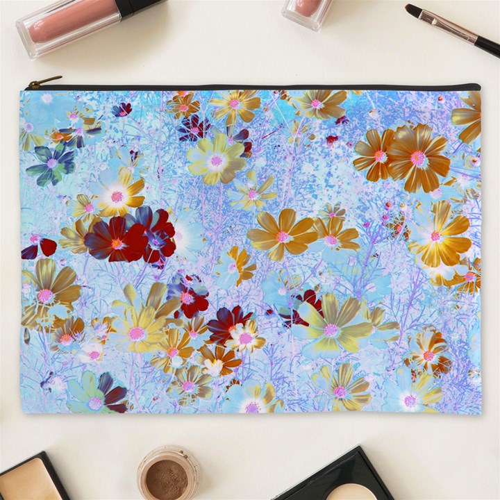 Cosmos Flowers Ligh Blue Cosmetic Bag (XXXL)