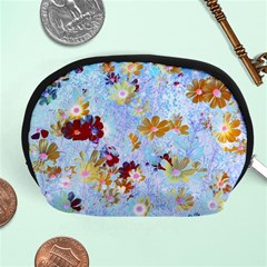 Cosmos Flowers Ligh Blue Accessory Pouch (medium) by DinkovaArt