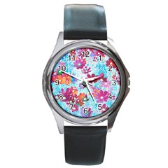 Cosmos Flowers Round Metal Watch