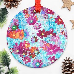 Cosmos Flowers Ornament (round) by DinkovaArt