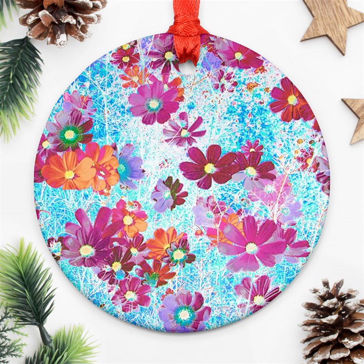 Cosmos Flowers Ornament (Round)