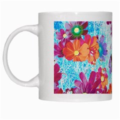 Cosmos Flowers White Mugs