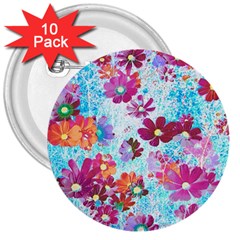 Cosmos Flowers 3  Buttons (10 pack) 