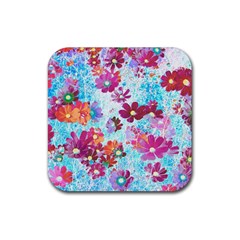 Cosmos Flowers Rubber Coaster (Square) 