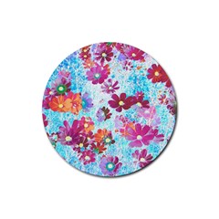 Cosmos Flowers Rubber Round Coaster (4 pack) 