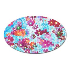 Cosmos Flowers Oval Magnet