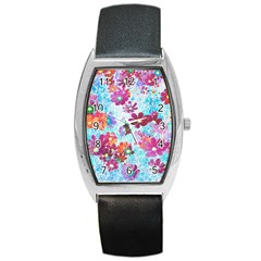 Cosmos Flowers Barrel Style Metal Watch