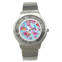 Cosmos Flowers Stainless Steel Watch