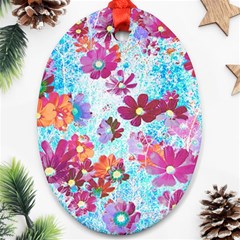 Cosmos Flowers Oval Ornament (Two Sides)