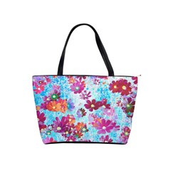 Cosmos Flowers Classic Shoulder Handbag by DinkovaArt