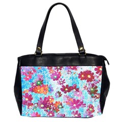 Cosmos Flowers Oversize Office Handbag (2 Sides) by DinkovaArt