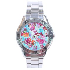 Cosmos Flowers Stainless Steel Analogue Watch