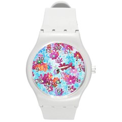 Cosmos Flowers Round Plastic Sport Watch (M)