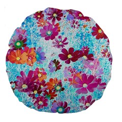 Cosmos Flowers Large 18  Premium Round Cushions