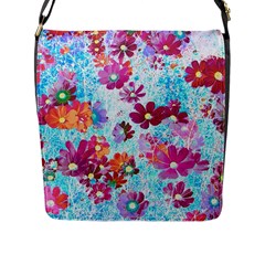 Cosmos Flowers Flap Closure Messenger Bag (L)