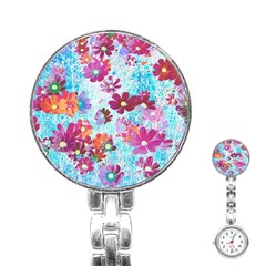 Cosmos Flowers Stainless Steel Nurses Watch