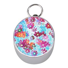 Cosmos Flowers Mini Silver Compasses