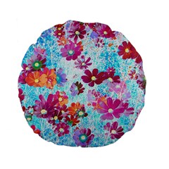 Cosmos Flowers Standard 15  Premium Flano Round Cushions