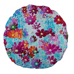 Cosmos Flowers Large 18  Premium Flano Round Cushions