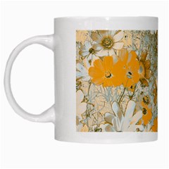 Cosmos Flowers Sepia Color White Mugs by DinkovaArt