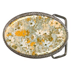 Cosmos Flowers Sepia Color Belt Buckles by DinkovaArt