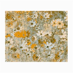 Cosmos Flowers Sepia Color Small Glasses Cloth (2 Sides) by DinkovaArt