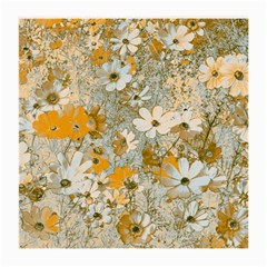 Cosmos Flowers Sepia Color Medium Glasses Cloth (2 Sides) by DinkovaArt