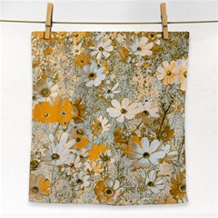 Cosmos Flowers Sepia Color Face Towel by DinkovaArt