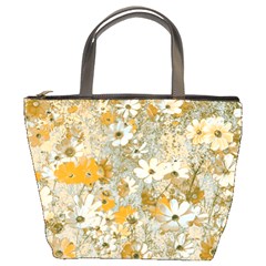 Cosmos Flowers Sepia Color Bucket Bag