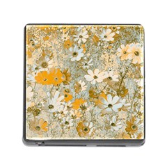 Cosmos Flowers Sepia Color Memory Card Reader (square 5 Slot) by DinkovaArt