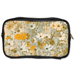 Cosmos Flowers Sepia Color Toiletries Bag (two Sides) by DinkovaArt