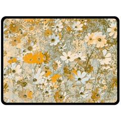 Cosmos Flowers Sepia Color Fleece Blanket (large)  by DinkovaArt