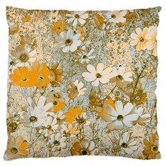 Cosmos Flowers Sepia Color Large Cushion Case (one Side) by DinkovaArt