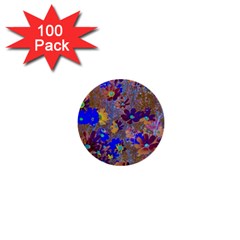 Cosmos Flowers Brown Blue 1  Mini Buttons (100 Pack)  by DinkovaArt