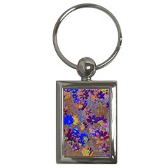 Cosmos Flowers Brown Blue Key Chain (rectangle) by DinkovaArt