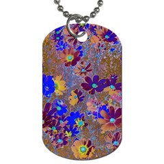 Cosmos Flowers Brown Blue Dog Tag (one Side) by DinkovaArt