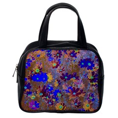 Cosmos Flowers Brown Blue Classic Handbag (one Side) by DinkovaArt