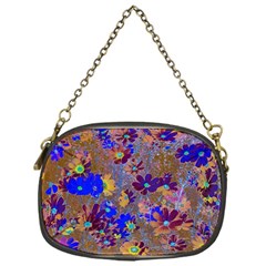 Cosmos Flowers Brown Blue Chain Purse (one Side)