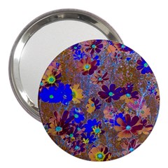 Cosmos Flowers Brown Blue 3  Handbag Mirrors by DinkovaArt